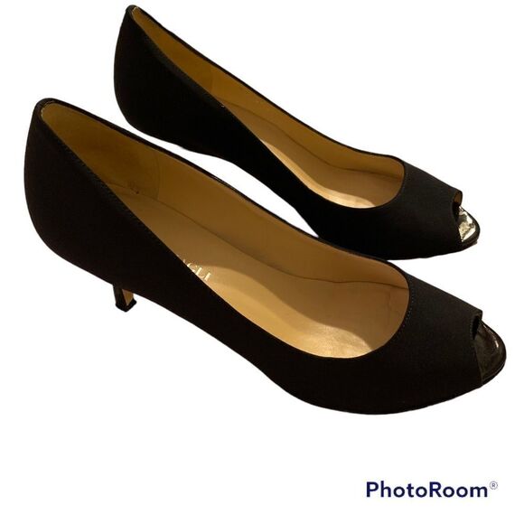 Bruno Magli Black Peep Toe Heels Size 8B - Picture 1 of 8